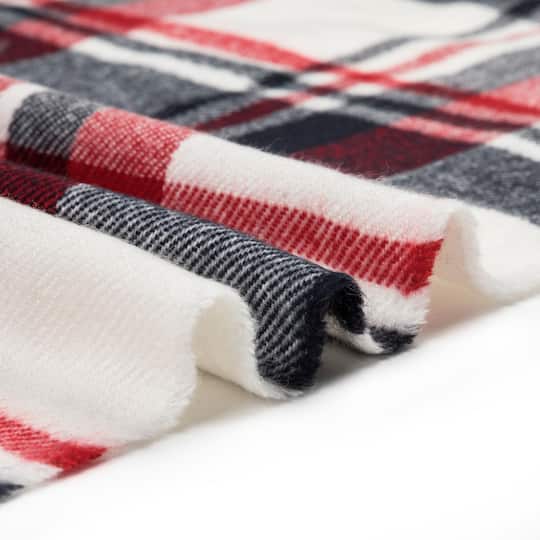 Glitzhome® 70" Red, White & Navy Scarf with Fringe